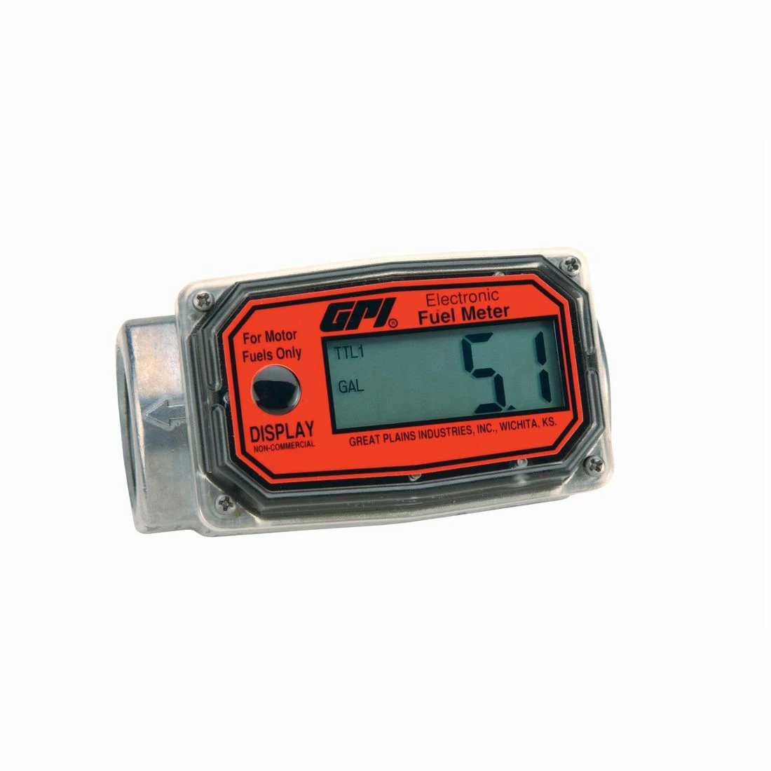 Outlet β GPI Aluminum Turbine Fuel Flowmeter with Digital LCD Display, 113255-1 π