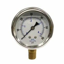 Best Sale ✨ Apache 60 PSI Glycerine Filled Pressure Gauge with 1/4 IN Male Pipe Thread Lower Mount, 2-1/2 IN, 99019281 ❤️