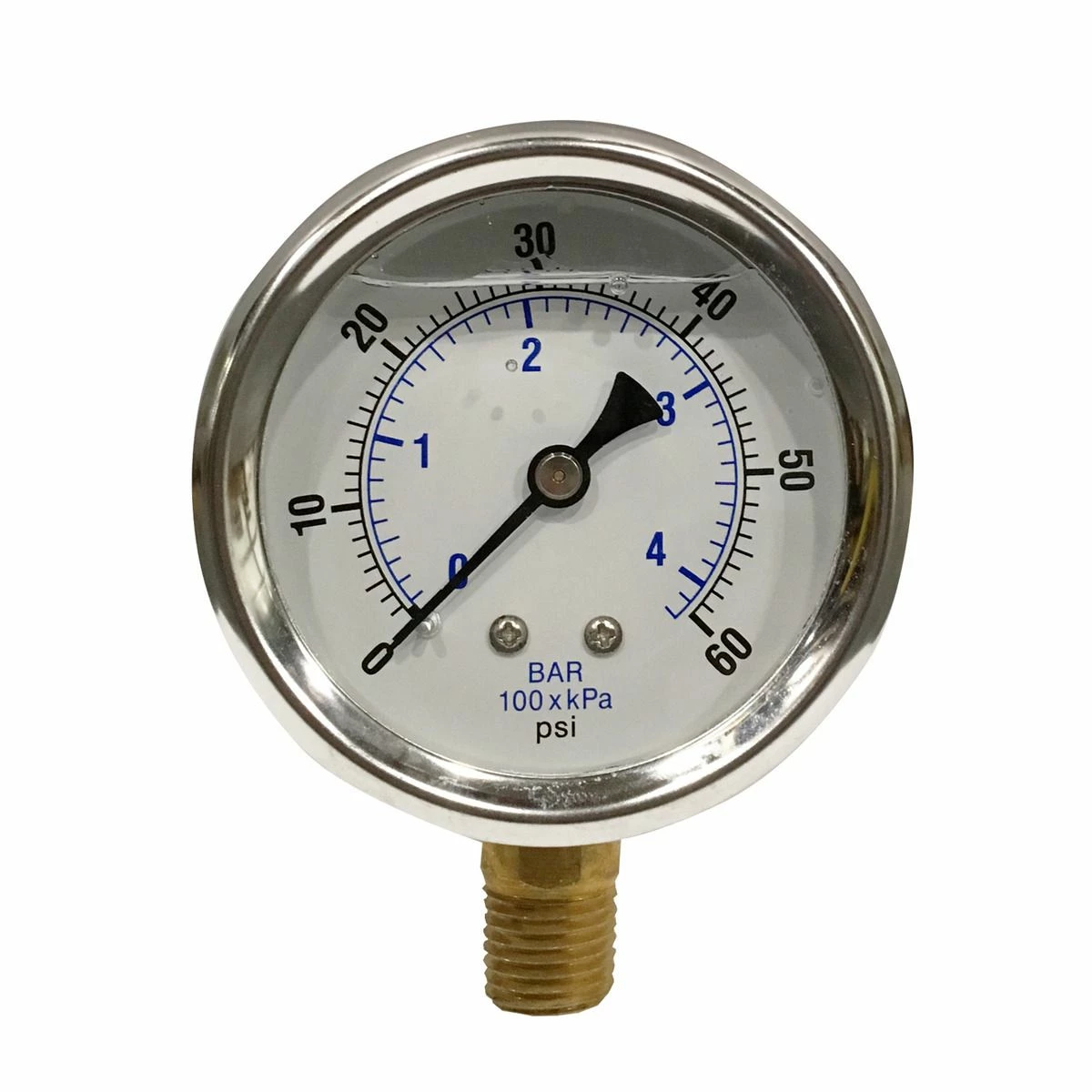 Best Sale ✨ Apache 60 PSI Glycerine Filled Pressure Gauge with 1/4 IN Male Pipe Thread Lower Mount, 2-1/2 IN, 99019281 ❤️