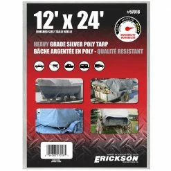 Cheapest 🔥 Erickson Heavy-Grade Poly Tarp, Silver, 57018, 12 FT x 24 FT 💯