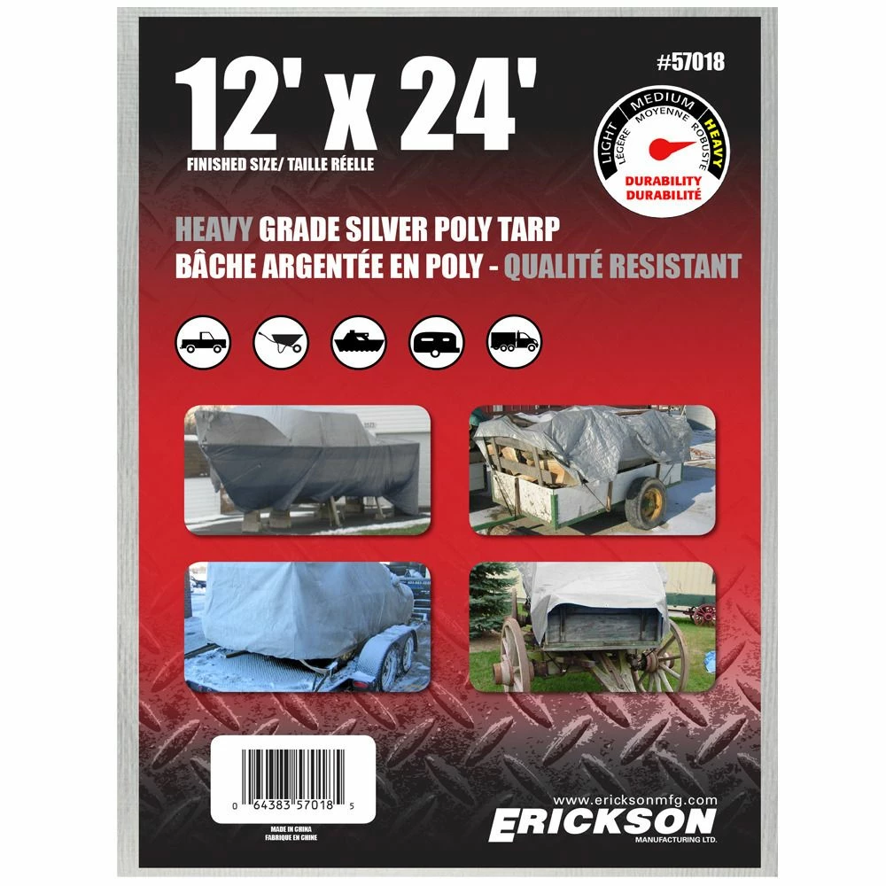 Cheapest π₯ Erickson Heavy-Grade Poly Tarp, Silver, 57018, 12 FT x 24 FT π―