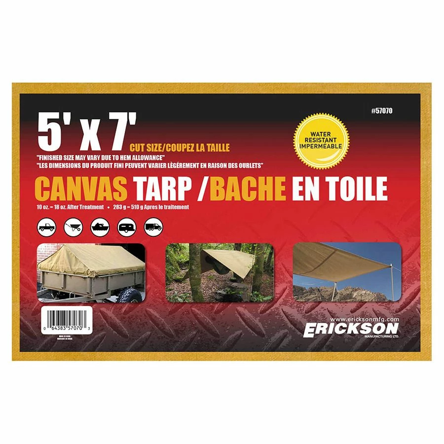 Outlet βοΈ Erickson Canvas Tarp, 57070, 5 FT x 7 FT π