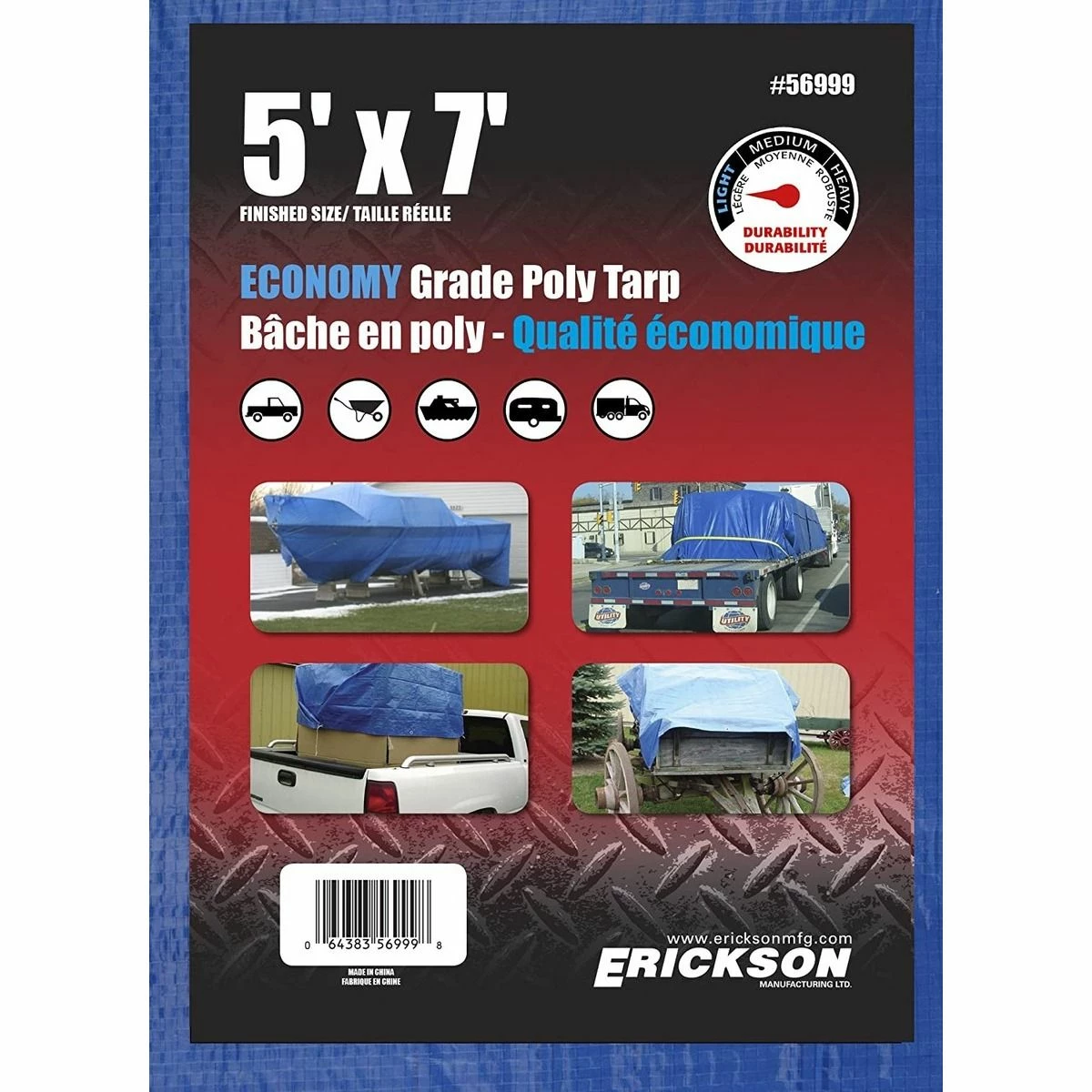Best Sale π Erickson Economy Grade Poly Tarp, Blue, 56999, 5 FT x 7 FT π
