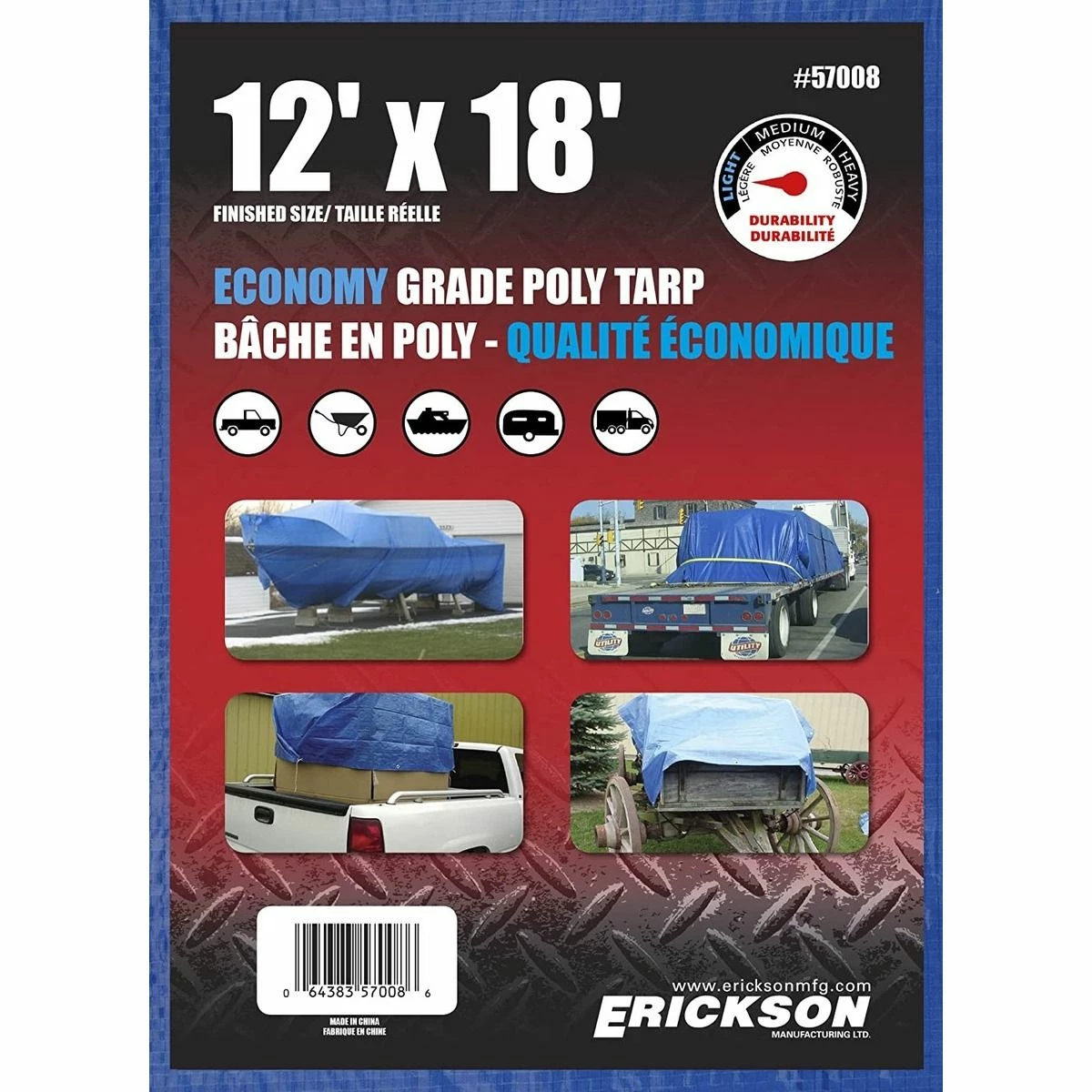 Best Sale π€© Erickson Economy Grade Poly Tarp, Blue, 57008, 12 FT x 18 FT π