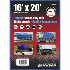 Outlet 🛒 Erickson Economy Grade Poly Tarp, Blue, 57009, 16 FT x 20 FT ✔️