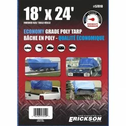 Best Sale 🌟 Erickson Economy Grade Poly Tarp, Blue, 57010, 18 FT x 24 FT 😍