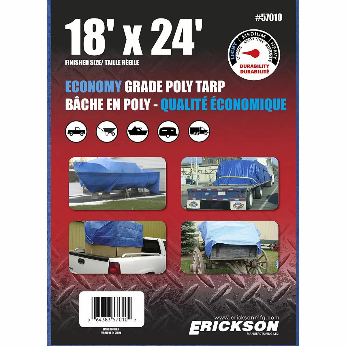 Best Sale π Erickson Economy Grade Poly Tarp, Blue, 57010, 18 FT x 24 FT π