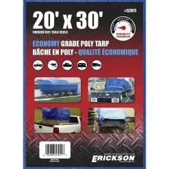 Buy 👍 Erickson Economy Grade Poly Tarp, Blue, 57011, 20 FT x 30 FT 🛒