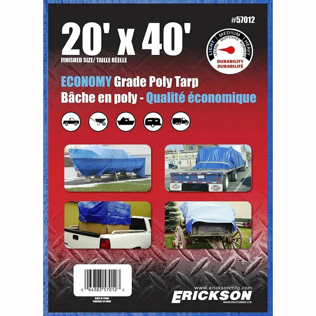 Deals ⌛ Erickson Economy Grade Poly Tarp, Blue, 57012, 20 FT x 40 FT ⭐
