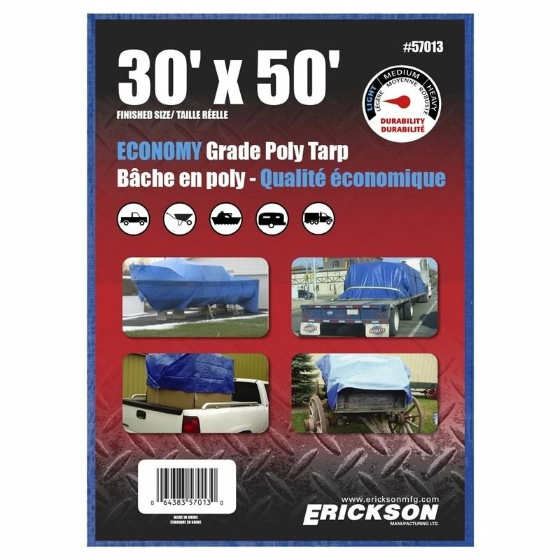 Deals π Erickson Economy Grade Poly Tarp, Blue, 57013, 30 FT x 50 FT π