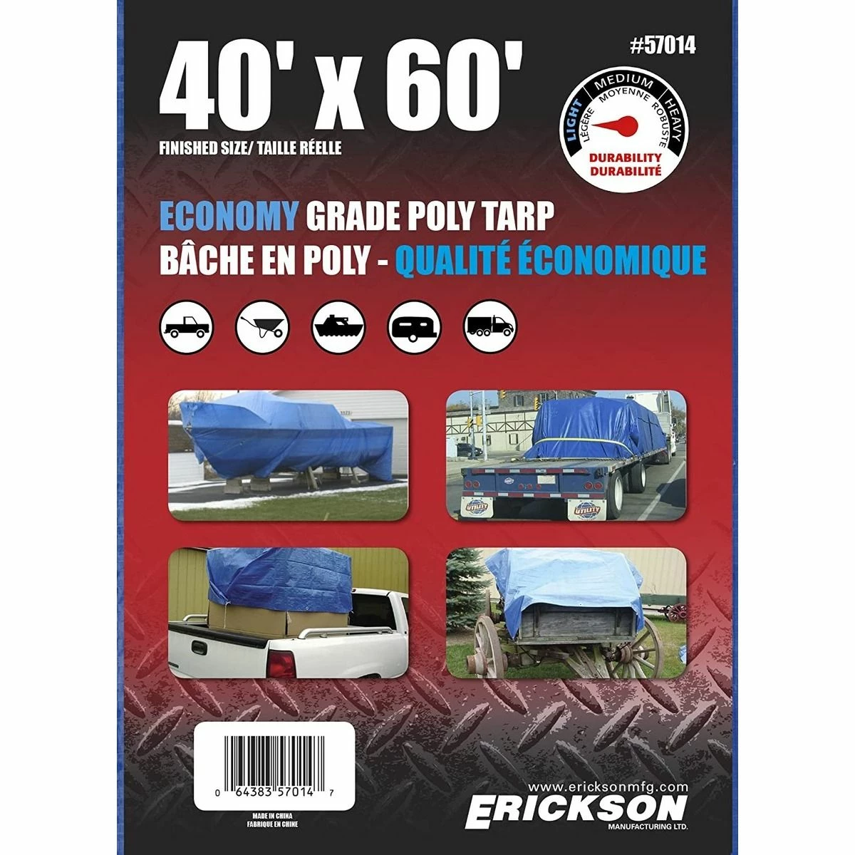 Flash Sale π Erickson Economy Grade Poly Tarp, Blue, 57014, 40 FT x 60 FT β¨