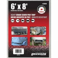 Best reviews of 😀 Erickson Heavy-Grade Poly Tarp, Silver, 57020, 6 FT x 8 FT 👍