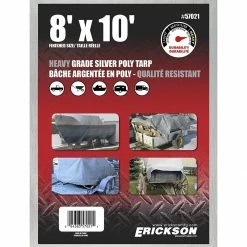 Buy 😀 Erickson Heavy-Grade Poly Tarp, Silver, 57021, 8 FT x 10 FT 😀