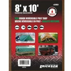 Coupon 🔔 Erickson Mid-Grade Reversible Poly Tarp, Brown / Green, 57031, 8 FT x 10 FT 😀