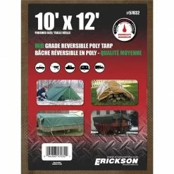 Best Sale 🎉 Erickson Mid-Grade Reversible Poly Tarp, Brown / Green, 57032, 10 FT x 12 FT 🧨