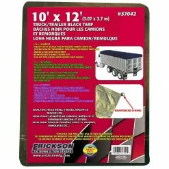 Budget ❤️ Erickson Industrial-Grade Truck / Trailer Poly Tarp, Black, 57042, 10 FT x 12 FT ❤️