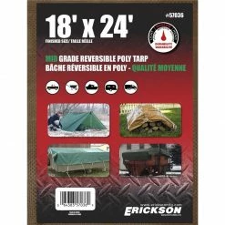 Cheapest ⭐ Erickson Mid-Grade Reversible Poly Tarp, Brown / Green, 57036, 18 FT x 24 FT 🔥