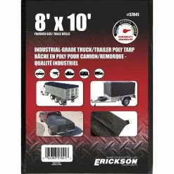 Promo 🔔 Erickson Industrial-Grade Truck / Trailer Poly Tarp, Black, 57041, 8 FT x 10 FT 🎉