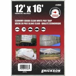 Brand new ✨ Erickson Economy Grade Poly Tarp, Clear / White, 57063, 12 FT x 16 FT 🔥